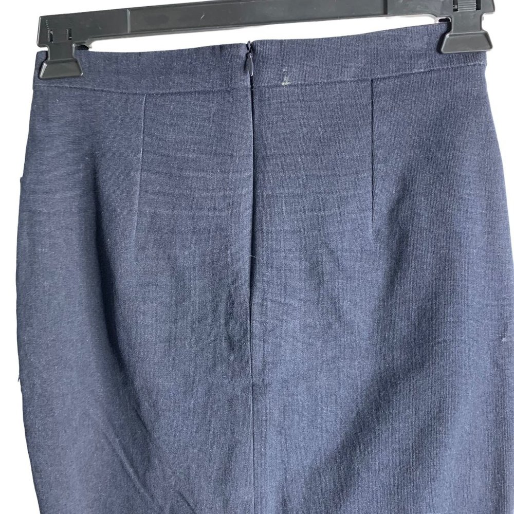 Mercy Micro Corduroy Mini Pencil Skirt S Blue Pockets Lined Ziper Flat Front - Picture 4 of 5